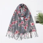 Scarf Women Hijab Scarf Customized Winter Colorful Flower Logo Women Tassel Muslim Hijab Scarf For Wholesale
