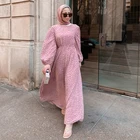 Islamic Muslim Clothing Long Sleeves Women Dresses Polka Dot Dress Casual Muslim Malaysia Gown