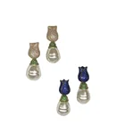 Earrings Wholesale Cheaper Drop Zircon Fashion Bead Handmade Big Pearl Pendant Earrings