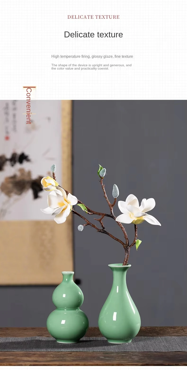 product longquan celadon chinese style floral ornaments tustic small vase simple creative bud flower ceramic vases for flowers-6