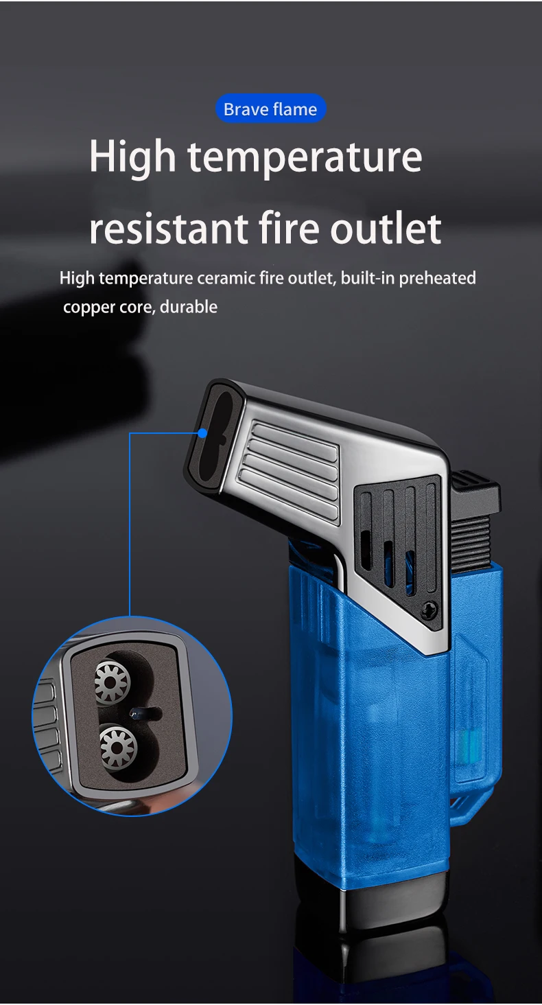 db 602 double blue flame torch lighter windproof multi function refillable gas gun cigar cigarette business gifts gift box-4