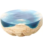 Sea Ocean Transparent Statue Figure Table Round Sea Clear Resin Sculpture For Art Resin Ornaments Ocean Table