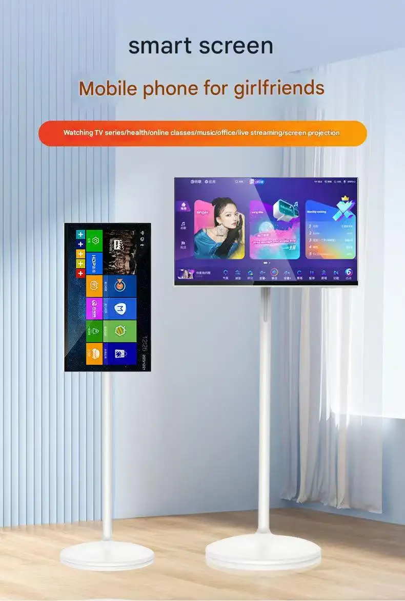 product 238 inch battery power android in cell touch screen gym gaming live room smart tv with removable scroll digital stand display-8