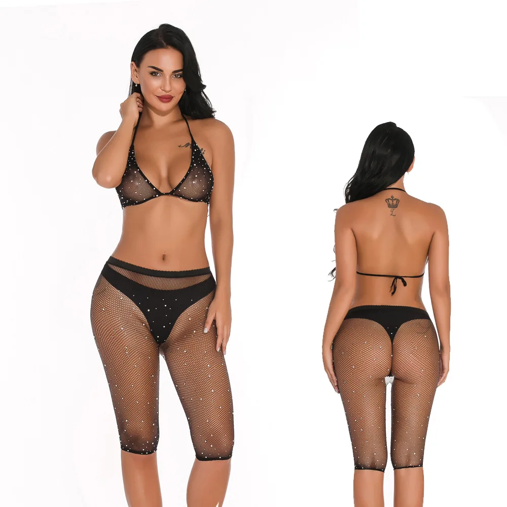 Rhinestone Fishnet Diamond Beach Cover 