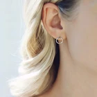 Gold Stud Earrings 14k Gold Plated Stainless Steel Hoop Stud Fashion Earrings For Women 2021 Circle Shape