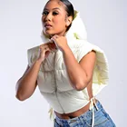 Fashion Causal Women Puff Vest Winter Warm Custom With Hood Zip Up Crop Puff Vest Women
