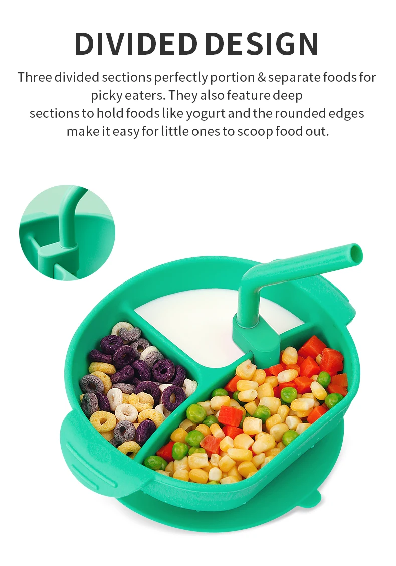 Custom Baby Feeding Bowl Set with Suction Cup Base Food Grade Non-Toxic BPA Free silicone baby bowl  for Toddlers