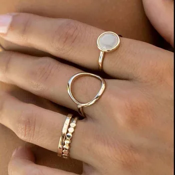 High End 18K Plain Gold Simple Large Circle Rings Stainless Steel Trendy Simple Gold Plated Jewelry