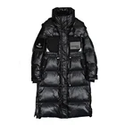 Women Down Coat Custom Logo Nylon Black Shiny Women Extra Long Bubble Puffer Jacket Down Coat Ladies Winter Coats