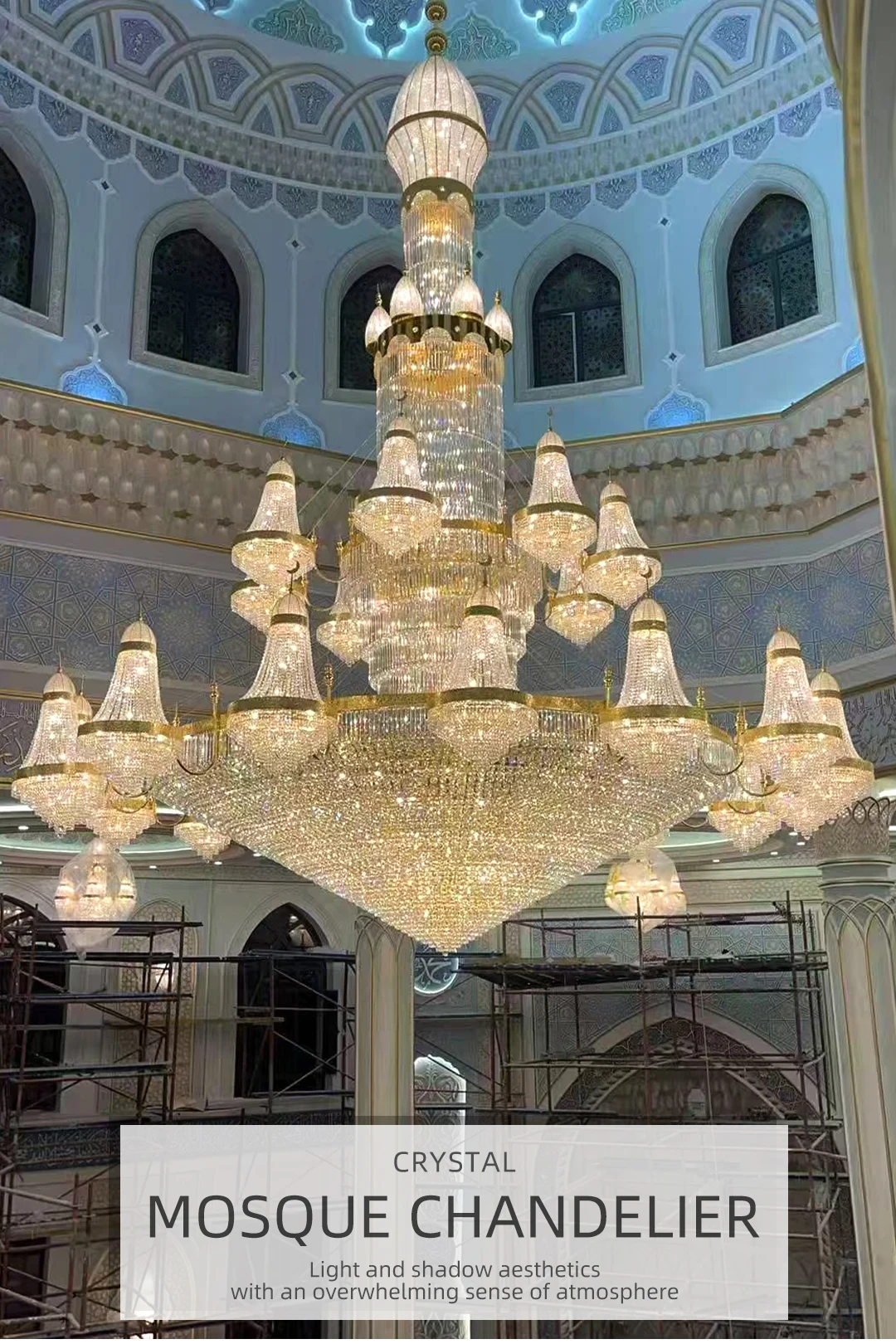 cpl 006 grand bespoke crystal mosque chandelier oversized islamic led lighting for palace prayer hall-0