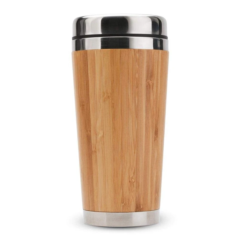 Wholesale 450ml Bamboo Shell Stainless Steel Coffee Travel Mug With Leak-Proof Insulated Reusable Bamboo Travel Tumblers