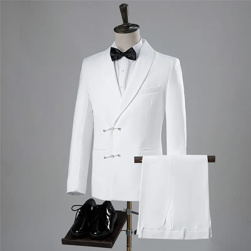 Custom Classic Chinese Style Button Dress Banquet Suit Jacket For Men High Quality Solid Color Single Blazer Suit