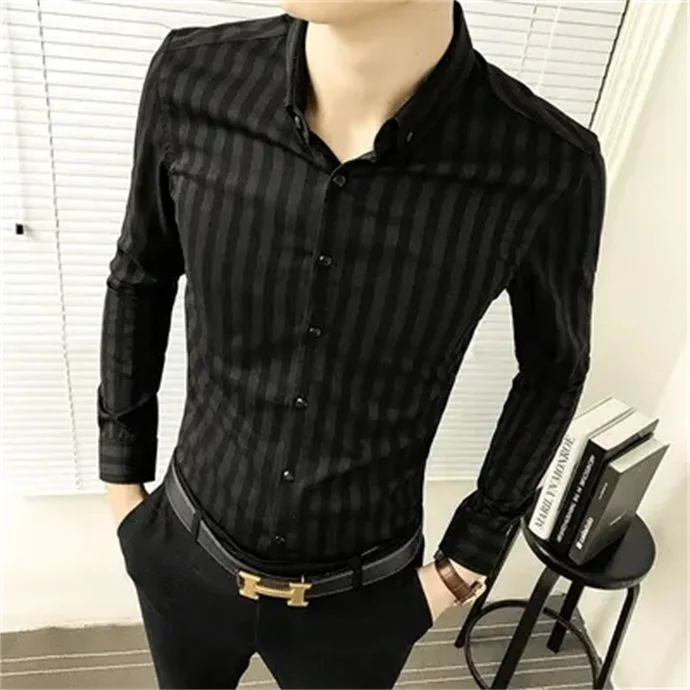 2024 Professional High Quality Men's Casual Dress Shirt Button Down Shirts Long-Sleeve Work Shirt