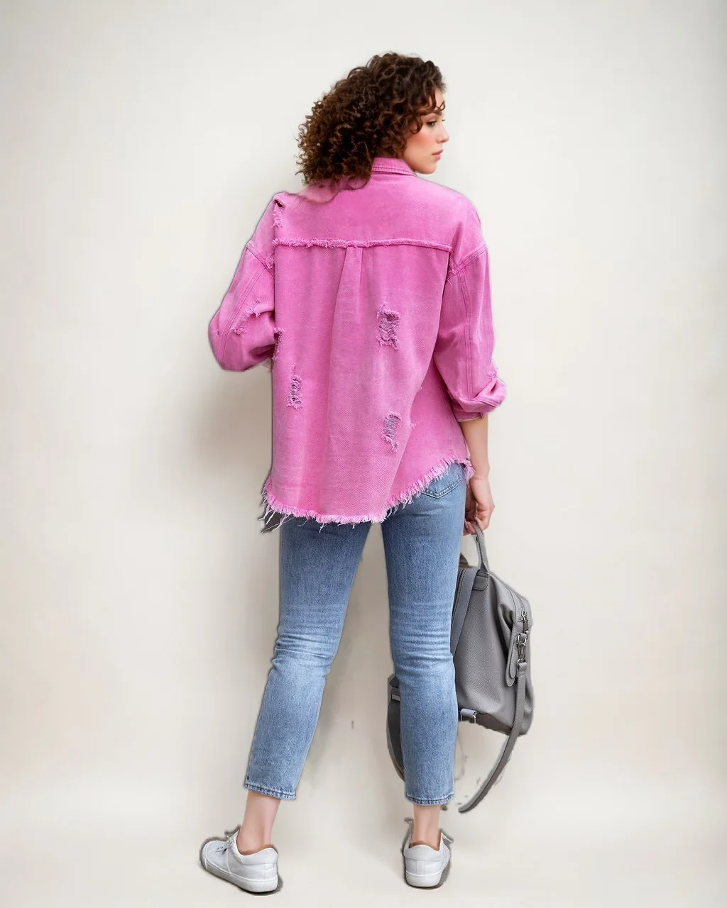 Wholesale Long Sleeve Jeans Top Shirt Ladies Hole Ripped Denim Jacket Coat Women's Blouses Overcoat for Women factory