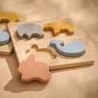 Games Baby Educational Toys Silicone Wood Animal Puzzle Preschool Games Montessori Toys Wholesale