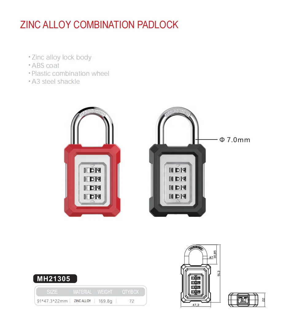 Rarlux New 4 Digits password Luggage Bag Copper Padlock Code Padlock Zinc Alloy Combination Padlock A3 Steel Shackle