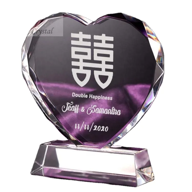 crystal heart personalized love wedding gift for guests wedding