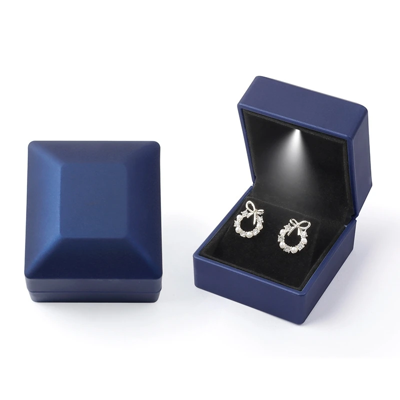 Luxury Gift Jewelry Package jewellery packaging boxes custom logo led jewelry light box purple ring box