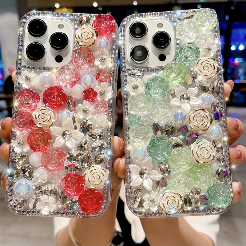Luxury Bling Diamond Rhinestone Case For iPhone 15 14 13 12 11 Pro Max DIY Diamond Phone Shell For Samsung S23 Ultra A13 A14 A54