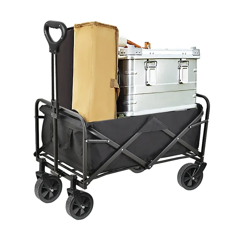 Camping folding handcart outdoor travel cart mini folding portable handcart 4-wheel camping cart