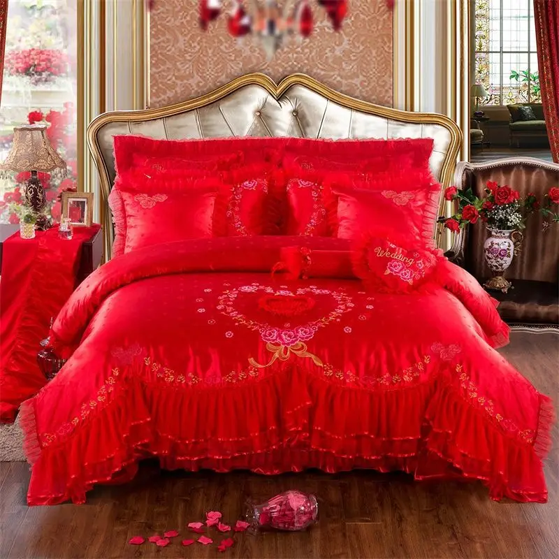 Luxury Princess Queen Size Bedding Set Luxury Silk Duvet Cover