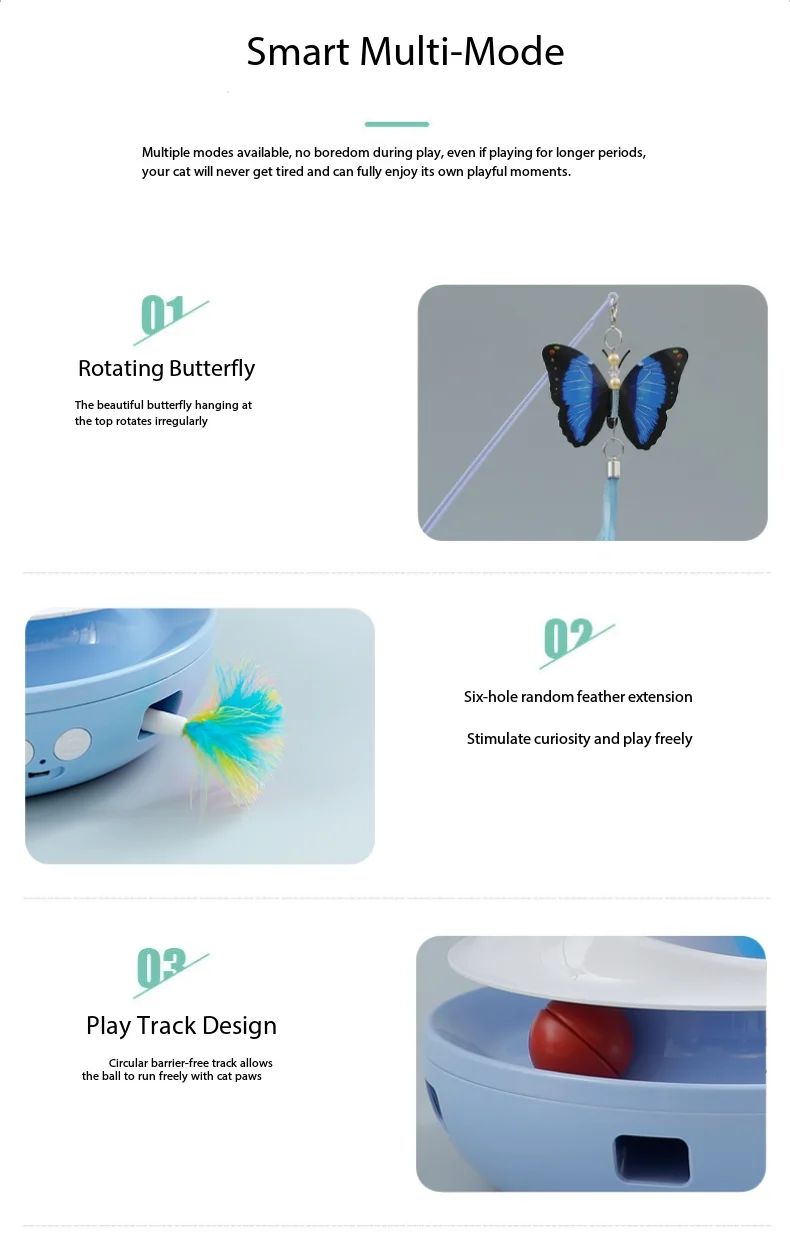 Smart Electric Cat Turntable Toy with Butterfly Teaser Stick Relieve Boredom Anxiety Interactive Play Toy for Cats Pet Products supplier