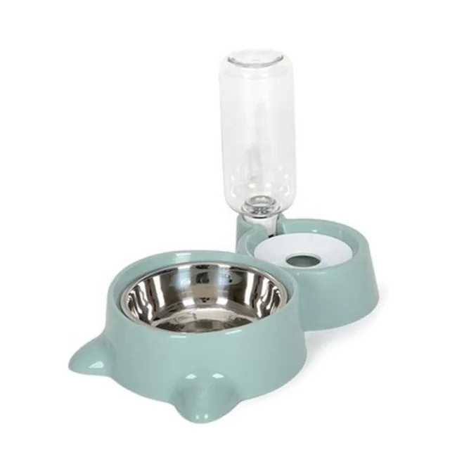 Pet plastic cat bowl dog basin  double bowl automatic water refilling food basin dog bowl cat food supplies