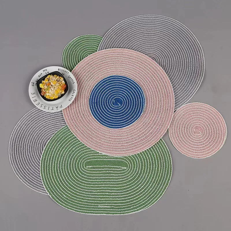 Wholesale Household Cotton Table Mat Anti Scalding Heat Insulation Pad Non Slip Round Woven Placemats