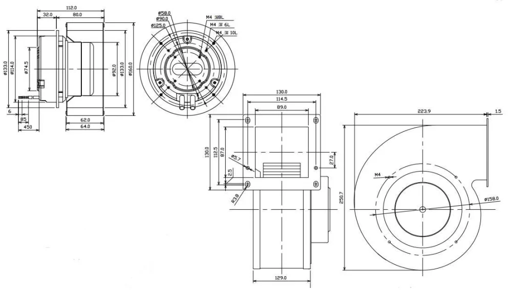 Centrifugal Fan, 160mm, 220V, Brushless, 160W - detail 10