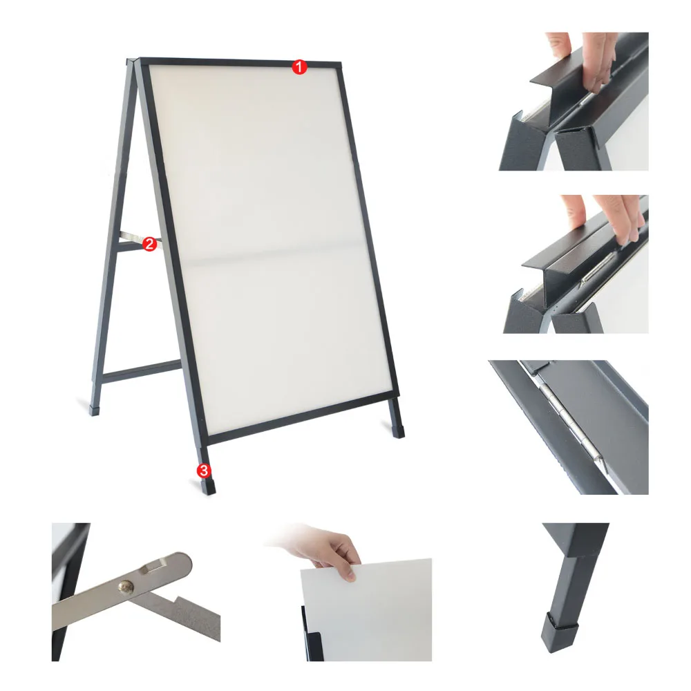 Outdoor windproof iron foldable double-sided poster advertising display stand