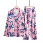 Pajamas Women Pyjamas Wholesale Custom Sleepwear Cartoon Print Womens Satin Pajamas Sets 2020