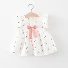 Dress Baby Latest Design Summer Kids Boutique O-neck Sleeve Ruffle Bow Dress Toddler Baby Girl Sleeveless Dress