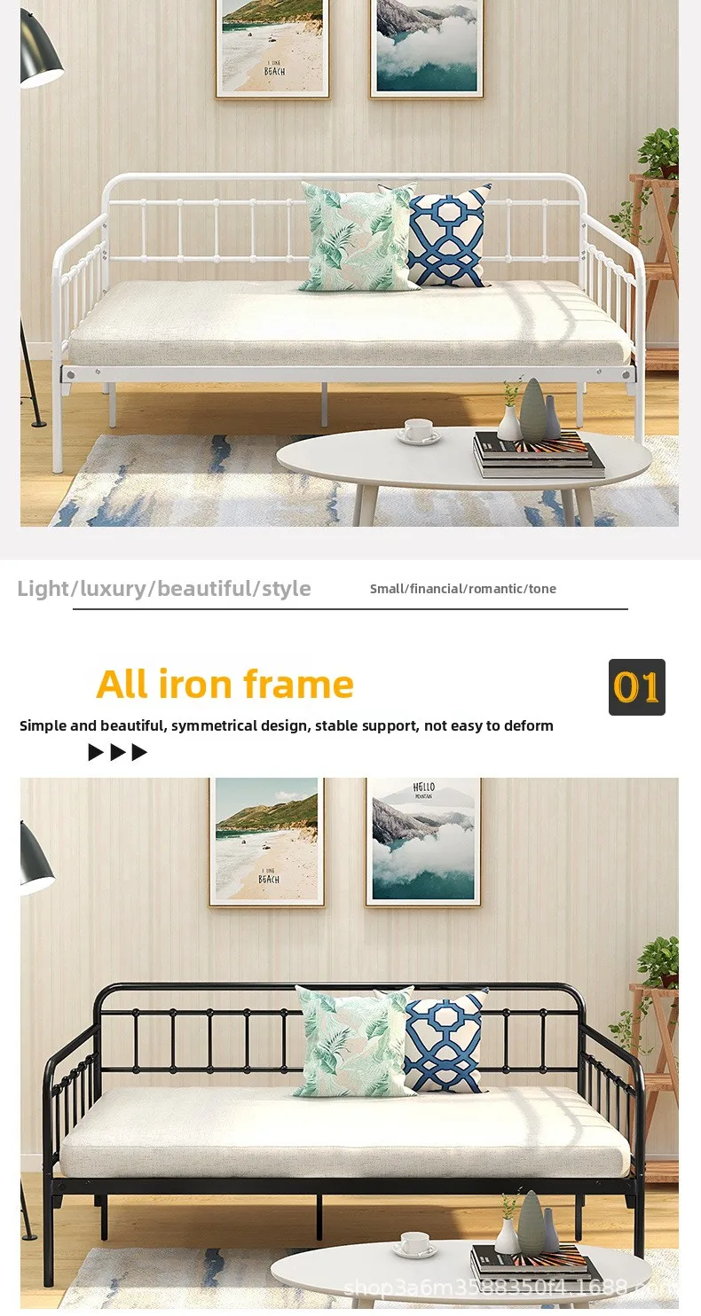 product european style childrens spliced bed modern iron art sofa guardrail dual use iron frame bed directly manufactured by producer-8