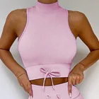 Top Tops Sell Like Hot Cakes High Neck Female Cropped Tank Top Gym Custom For Women Seamless Nylon Tank Tops