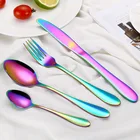 Plated Cutlery Creative Reusable Stainless Steel PVD Plated Rainbow Cutlery Set