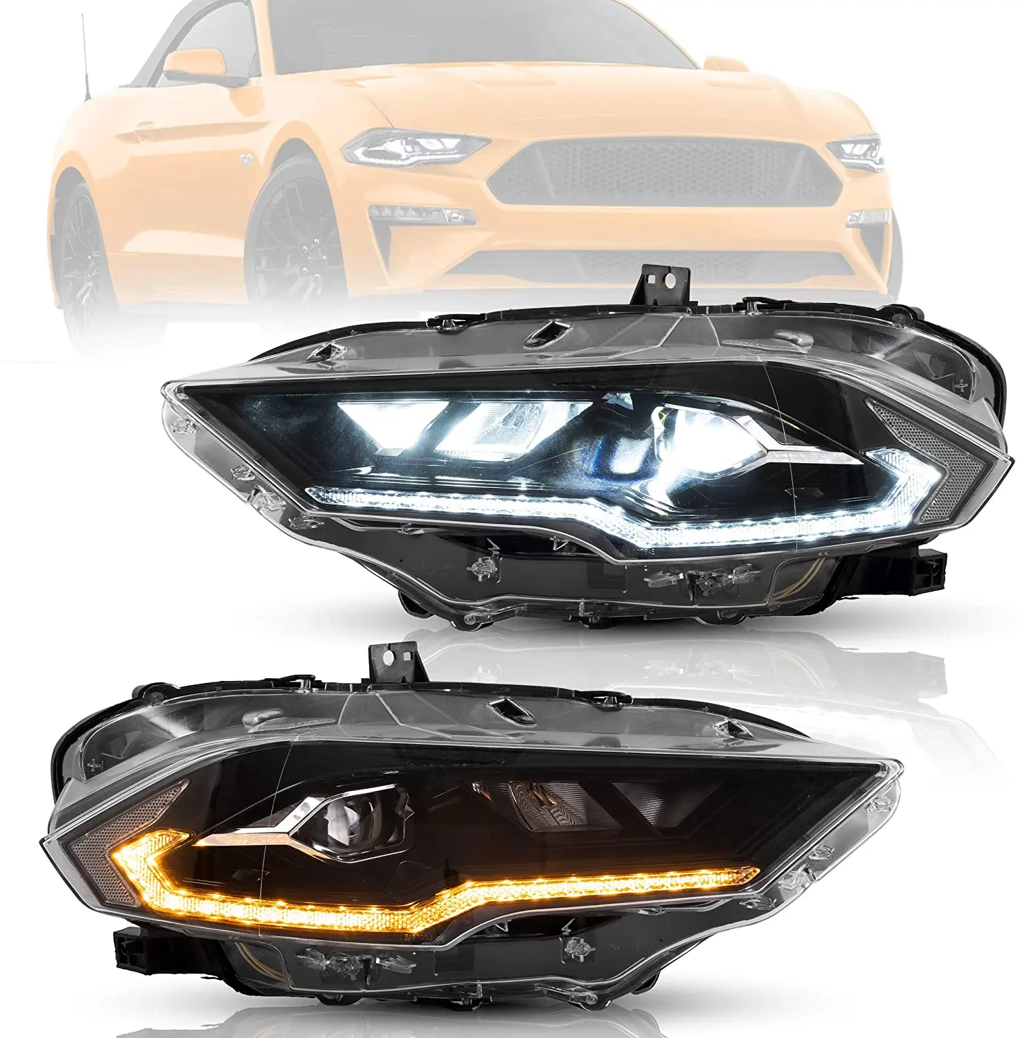 Customized FULL LED Headlight Dual Beam for 18-20 Mustang Passenger Side
