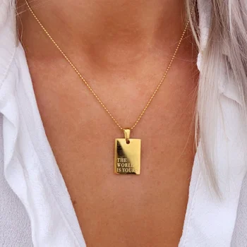 Custom Name Letter Stainless Steel Statement Necklace Jewelry 18k Gold Filled Jewelry Gold Chain Necklace