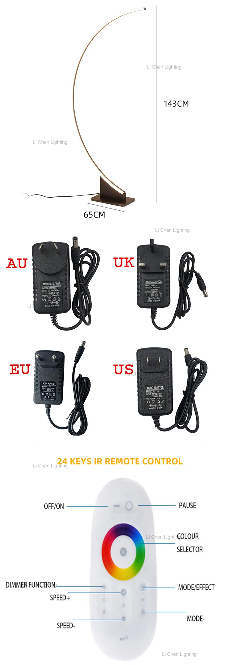 f0037 modern design indoor decoration bedroom living room black white rgb led floor light-1