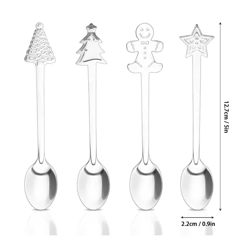 Hot 4pcs Coffee Spoons Christmas Decoration Design Tableware Convenient
