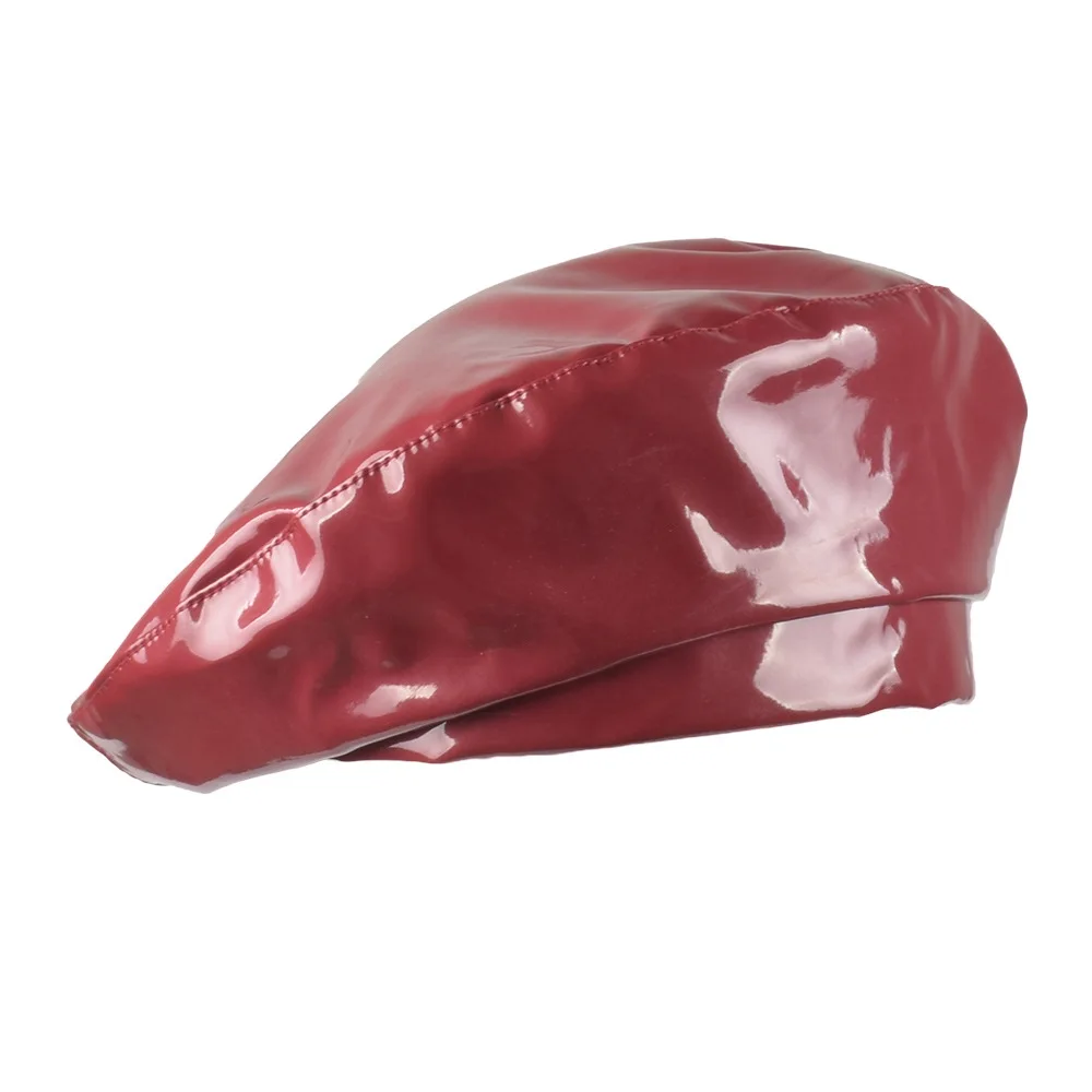 Retro Modern Patent Leather Beret Hat 