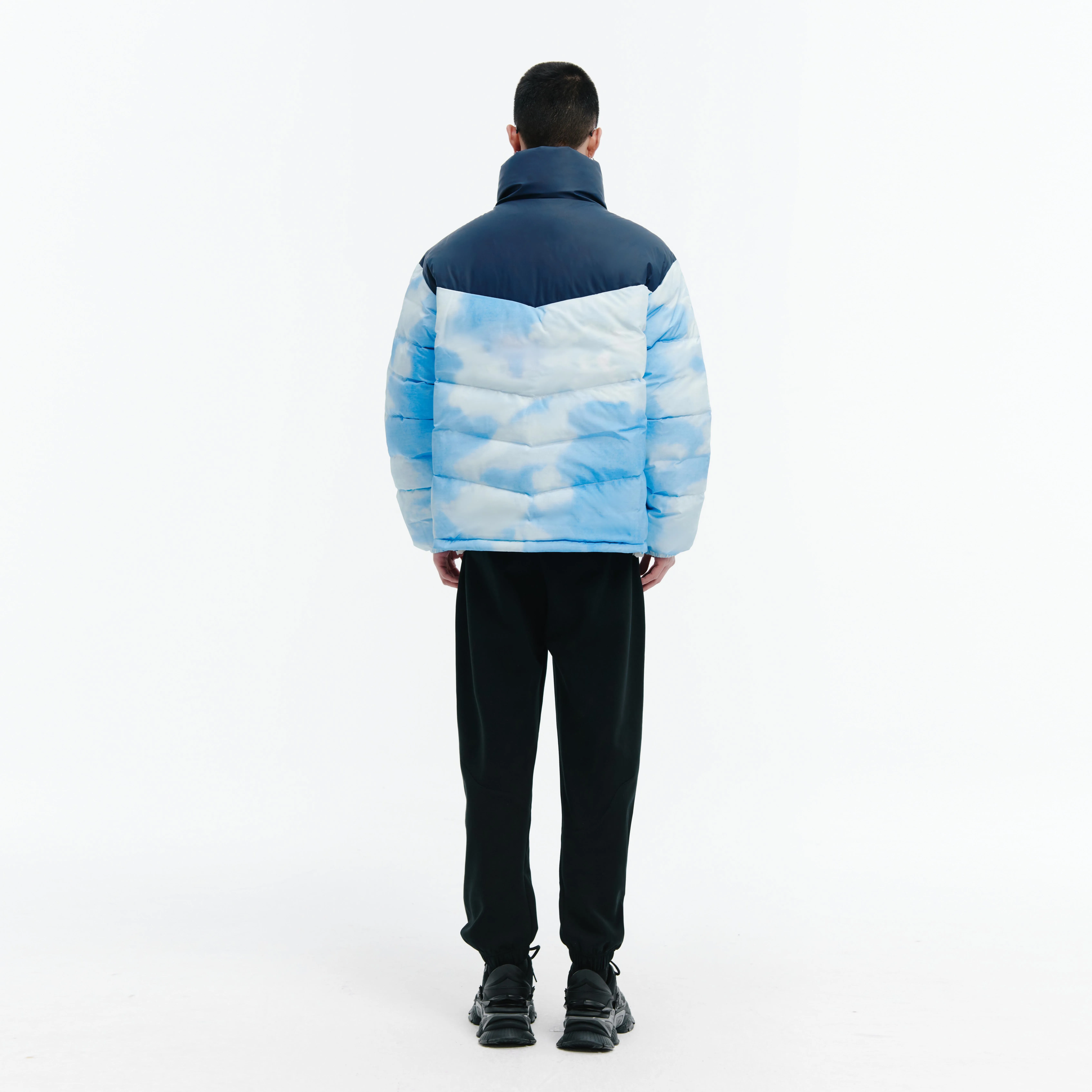 Trendy Design Accept Custom New Windproof Standing Collar Thickening Digital Print Men's Down Jacket For Winter