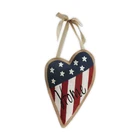 And White Red Jute Heart Sign Home Decoration Printed Star And White Red Stripe With Bow