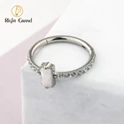 Piercing ASTM F136 Titanium Square Opal CZ CNC Setting Nose Clicker Piercing Hoop Jewelry