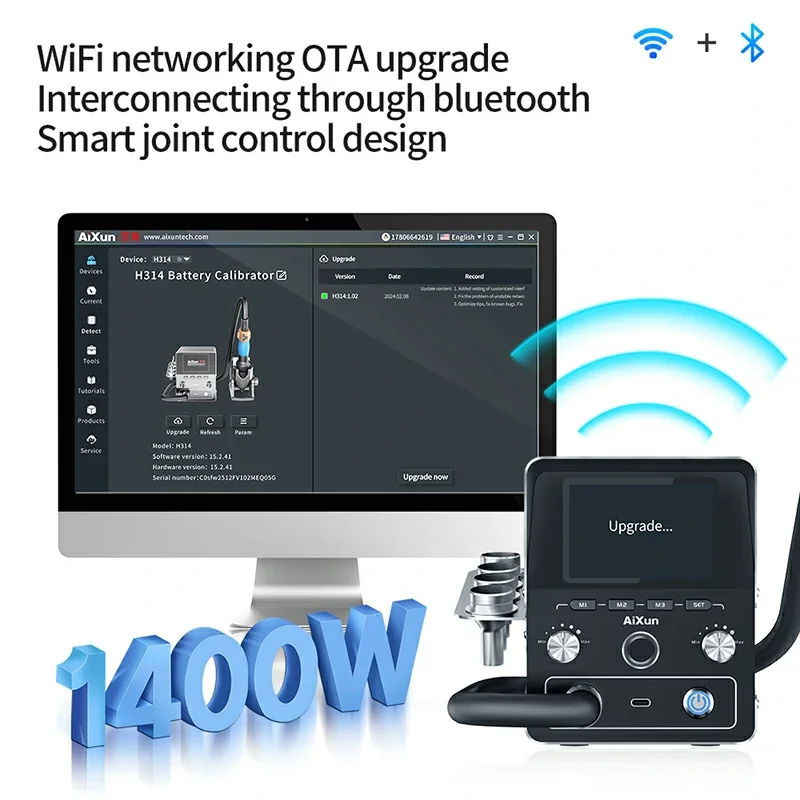 AiXun H314 High Power 1400W Smart Hot Air Heating Digital Intelligent Rework Station for SMD BGA Repair Tool Welding Station