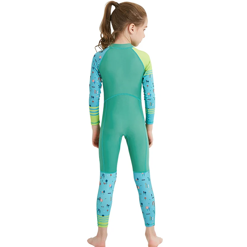 Summer Beach Quick-drying Cute Long Sleeve Kids One-piece Neoprene Diving Wetsuit Surfing Swimsuit