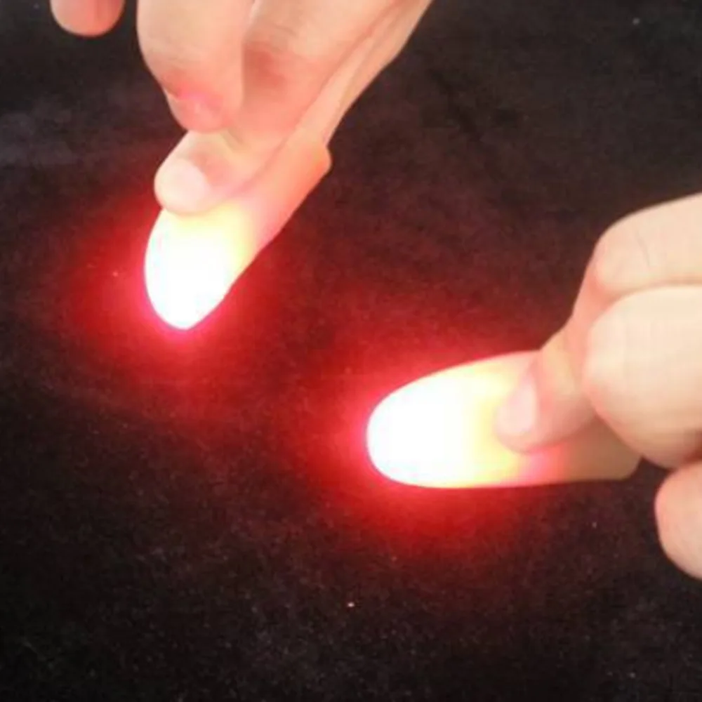 2pcs LED Flashing Finger Thumb Light Luminous Toys Magic Trick Props Party Kit 