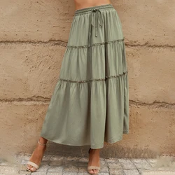 2023 Dear-Lover Summer Dress Ruffled Drawstring High Waist Maxi Womens Skirts