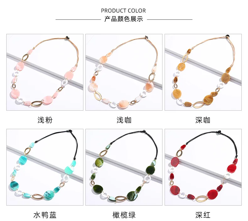 New Design Fashion Women Necklace Jewelry Colorful Acrylic handmade Long Wax Cord Necklace Girls Geometry Necklace.jpg