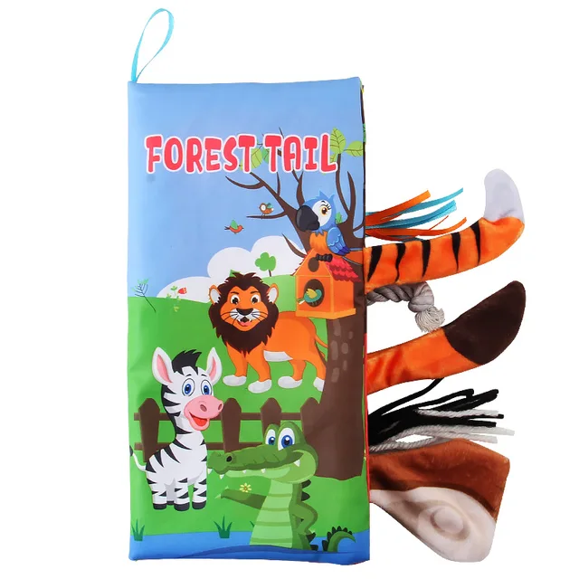 Factory Sales Baby Cloth Book 3D Cartoon Animal Tail Educational Baby Book Toys In Stock Tear Waterproof Ocean Cloth Book