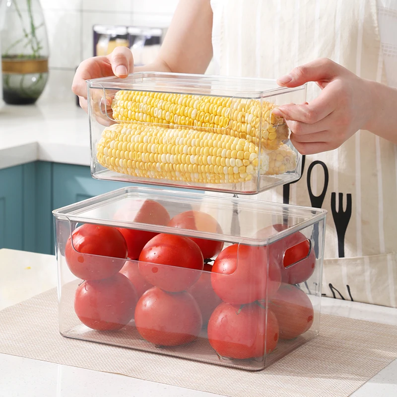 New Modern Kitchen Refrigerator Food Storage Container Box Storage Container Tote Box Plastic Transparent Storage Box With Lid